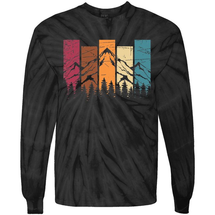 Wildlife Forest Nature Trees Retro Outdoors Mountains Hiking Tie-Dye Long Sleeve Shirt