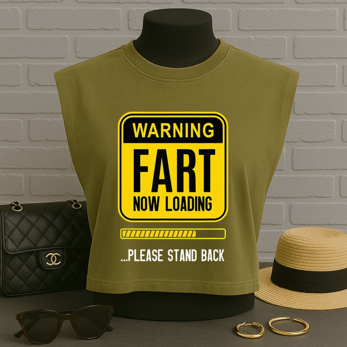 Warning Fart Now Loading Garment-Dyed Women's Muscle Tee
