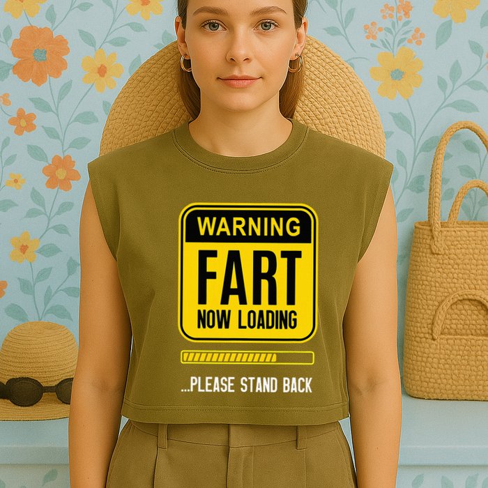 Warning Fart Now Loading Garment-Dyed Women's Muscle Tee