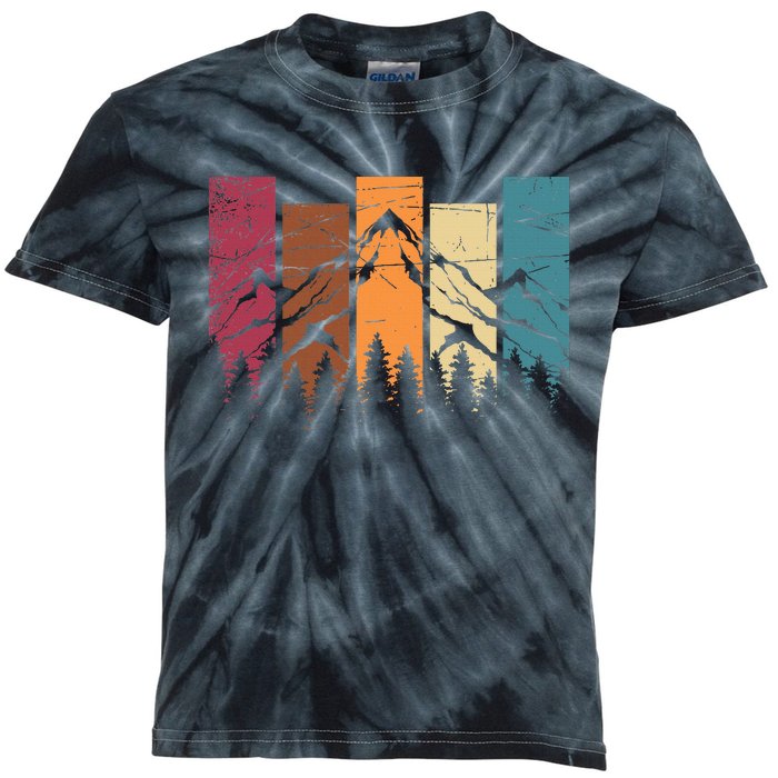 Wildlife Forest Nature Trees Retro Outdoors Mountains Hiking Kids Tie-Dye T-Shirt