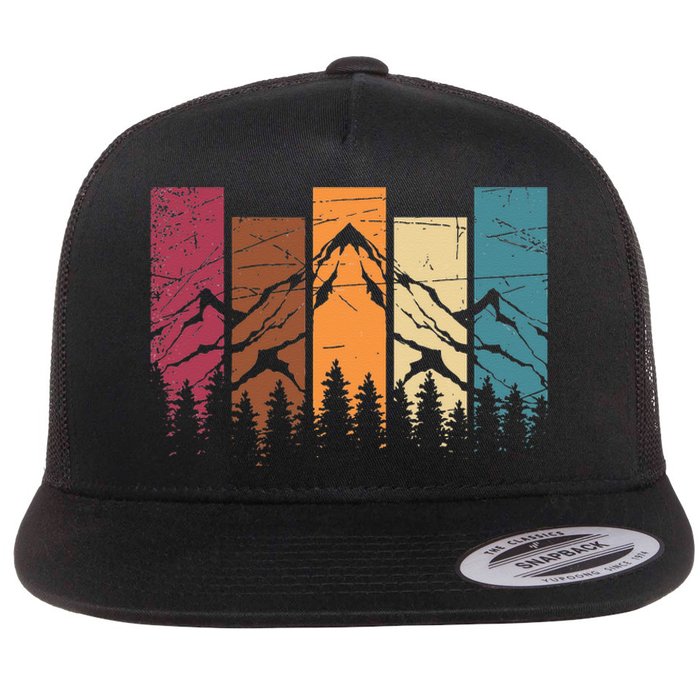 Wildlife Forest Nature Trees Retro Outdoors Mountains Hiking Flat Bill Trucker Hat