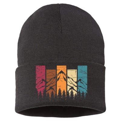 Wildlife Forest Nature Trees Retro Outdoors Mountains Hiking Sustainable Knit Beanie