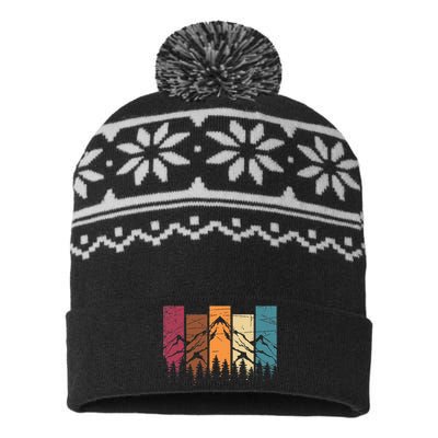 Wildlife Forest Nature Trees Retro Outdoors Mountains Hiking USA-Made Snowflake Beanie