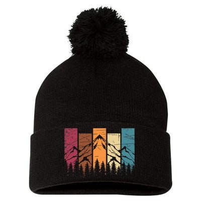 Wildlife Forest Nature Trees Retro Outdoors Mountains Hiking Pom Pom 12in Knit Beanie