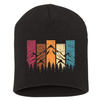 Wildlife Forest Nature Trees Retro Outdoors Mountains Hiking Short Acrylic Beanie