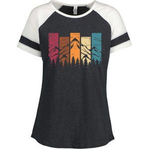 Wildlife Forest Nature Trees Retro Outdoors Mountains Hiking Enza Ladies Jersey Colorblock Tee