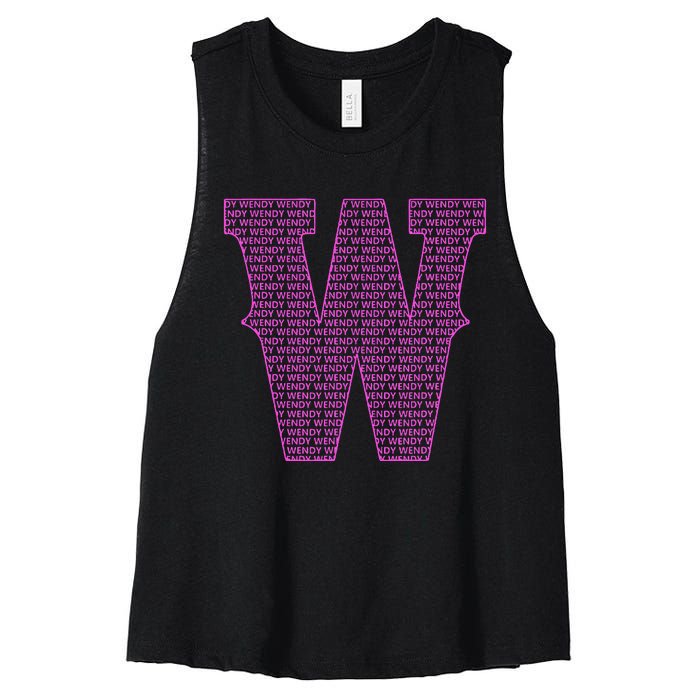 Wendy First Name Personalized Wendy Name Women's Racerback Cropped Tank