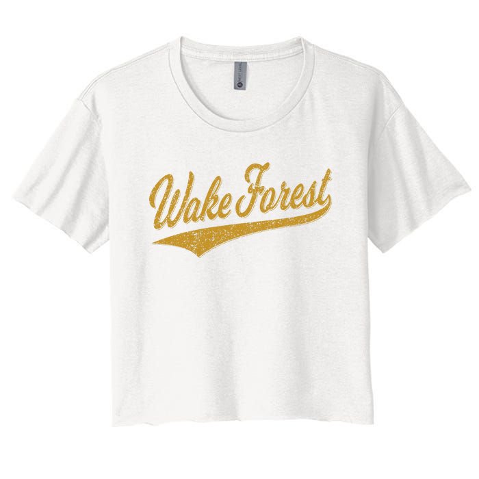 WAKE FOREST NORTH CAROLINA VARSITY SCRIPT SPORTS JERSEY Women's Crop Top Tee