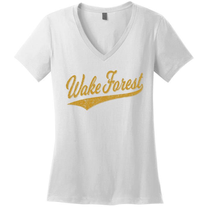 WAKE FOREST NORTH CAROLINA VARSITY SCRIPT SPORTS JERSEY Women's V-Neck T-Shirt