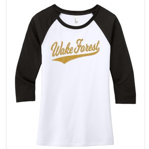 WAKE FOREST NORTH CAROLINA VARSITY SCRIPT SPORTS JERSEY Women's Tri-Blend 3/4-Sleeve Raglan Shirt