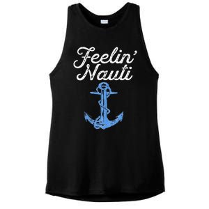 Womens Feelin Nauti Sailing Boating Nautical Lake Funny Sailor Gift Ladies PosiCharge Tri-Blend Wicking Tank