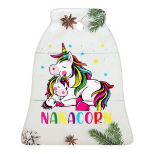 Womens Funny Nanacorn Unicorn Costume Nana Mom Mother's Day Ceramic Bell Ornament