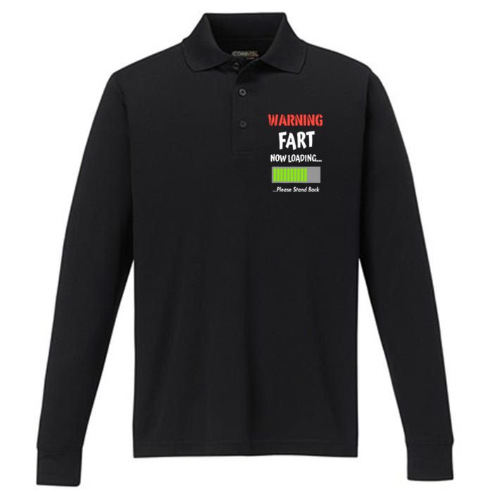 Warning Fart Now Loading Please Stand Back Performance Long Sleeve Polo