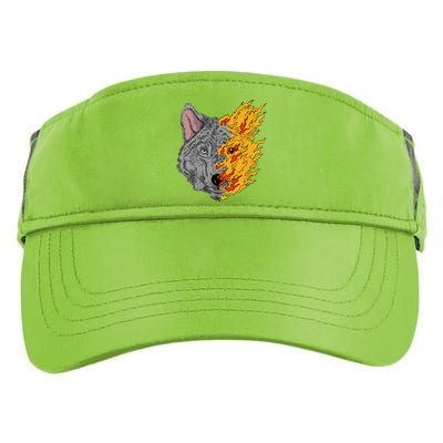 Wolf Face On Fire Adult Drive Performance Visor