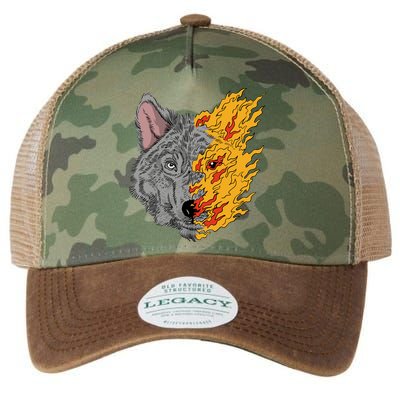 Wolf Face On Fire Legacy Tie Dye Trucker Hat