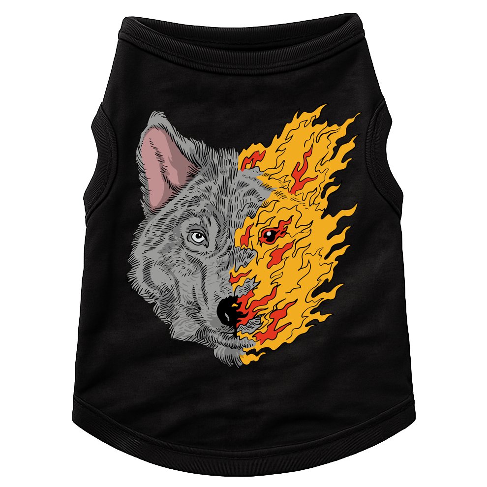Wolf Face On Fire Doggie Tank