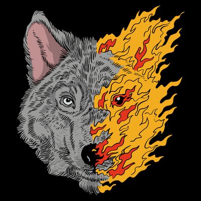 Wolf Face On Fire T-Shirt