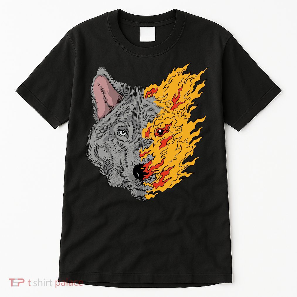 Wolf Face On Fire Tall T-Shirt