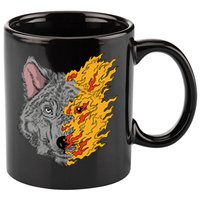 Wolf Face On Fire 11oz C Handle Ceramic Mug