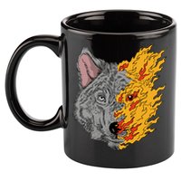 Wolf Face On Fire 11oz C Handle Ceramic Mug
