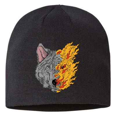 Wolf Face On Fire Sustainable Beanie