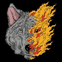 Wolf Face On Fire 16 in Basic Backpack