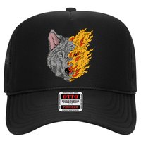 Wolf Face On Fire Trucker Hat