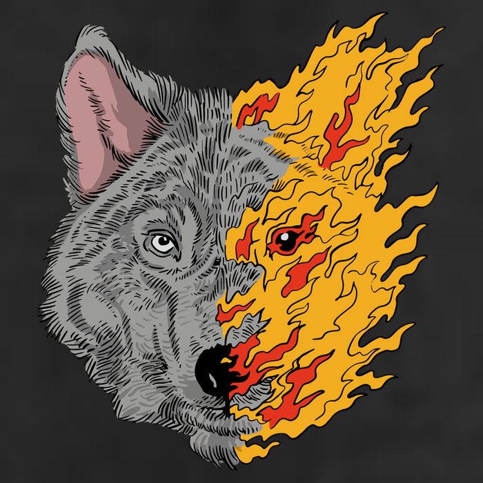 Wolf Face On Fire Trucker Hat