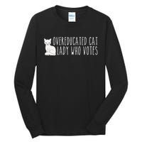 Women Funny Overeducated Cat Lady Who Votes For Kamala Harris 2024 Gift Tall Long Sleeve T-Shirt