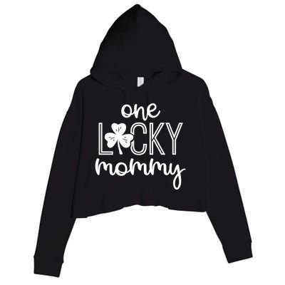 Wo Funny One Lucky Mommy St Patricks Day Gift Gift Crop Fleece Hoodie