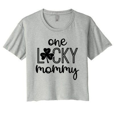 Wo Funny One Lucky Mommy St Patricks Day Gift Gift Women's Crop Top Tee