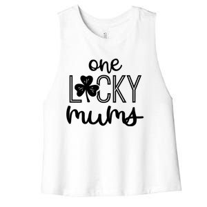 Wo Funny One Lucky Mums St Patricks Day Gift Gift Women's Racerback Cropped Tank