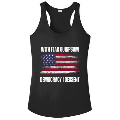With Fear Ouripsum Democracy I Dessent Usa Flag Ladies PosiCharge Competitor Racerback Tank