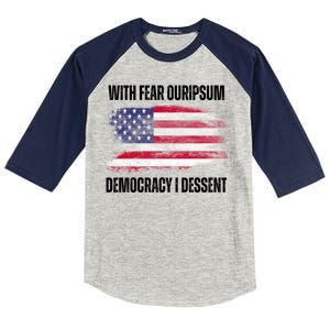 With Fear Ouripsum Democracy I Dessent Usa Flag Kids Colorblock Raglan Jersey