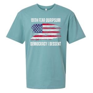 With Fear Ouripsum Democracy I Dessent Usa Flag Sueded Cloud Jersey T-Shirt