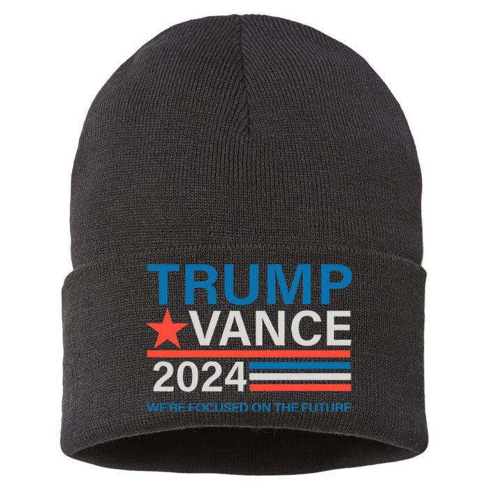 WeRe Focused On The Future Trump Vance Debate Sustainable Knit Beanie