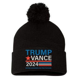 WeRe Focused On The Future Trump Vance Debate Pom Pom 12in Knit Beanie