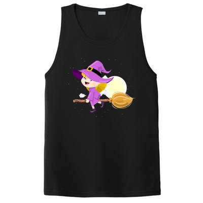 Witch Flying On Broomstick Against Full Moon Light With Star Great Gift PosiCharge Competitor Tank