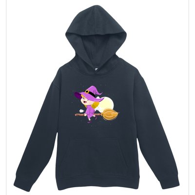 Witch Flying On Broomstick Against Full Moon Light With Star Great Gift Urban Pullover Hoodie