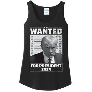 Wanted For President 2024 Trump Mugshot Ladies Essential Tank