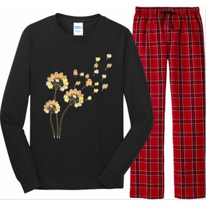 Womens Funny Pomeranian Flower Fly Dandelion Dog Lover Long Sleeve Pajama Set