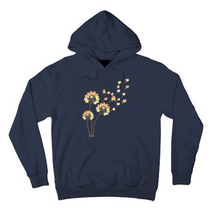 Womens Funny Pomeranian Flower Fly Dandelion Dog Lover Hoodie