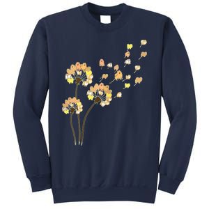 Womens Funny Pomeranian Flower Fly Dandelion Dog Lover Sweatshirt