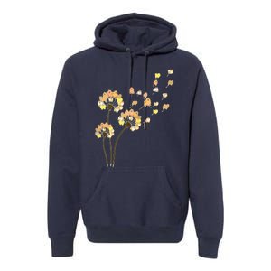 Womens Funny Pomeranian Flower Fly Dandelion Dog Lover Premium Hoodie