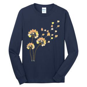 Womens Funny Pomeranian Flower Fly Dandelion Dog Lover Tall Long Sleeve T-Shirt