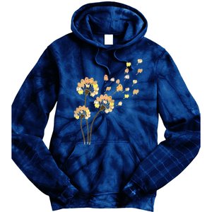 Womens Funny Pomeranian Flower Fly Dandelion Dog Lover Tie Dye Hoodie