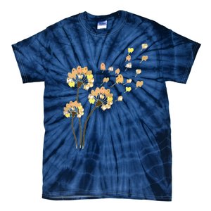 Womens Funny Pomeranian Flower Fly Dandelion Dog Lover Tie-Dye T-Shirt