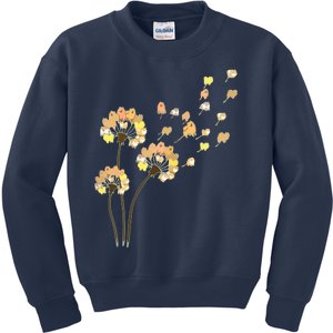 Womens Funny Pomeranian Flower Fly Dandelion Dog Lover Kids Sweatshirt