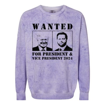 Wanted For President & Vice President 2024 Trump Vance Maga Colorblast Crewneck Sweatshirt