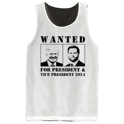 Wanted For President & Vice President 2024 Trump Vance Maga Mesh Reversible Basketball Jersey Tank